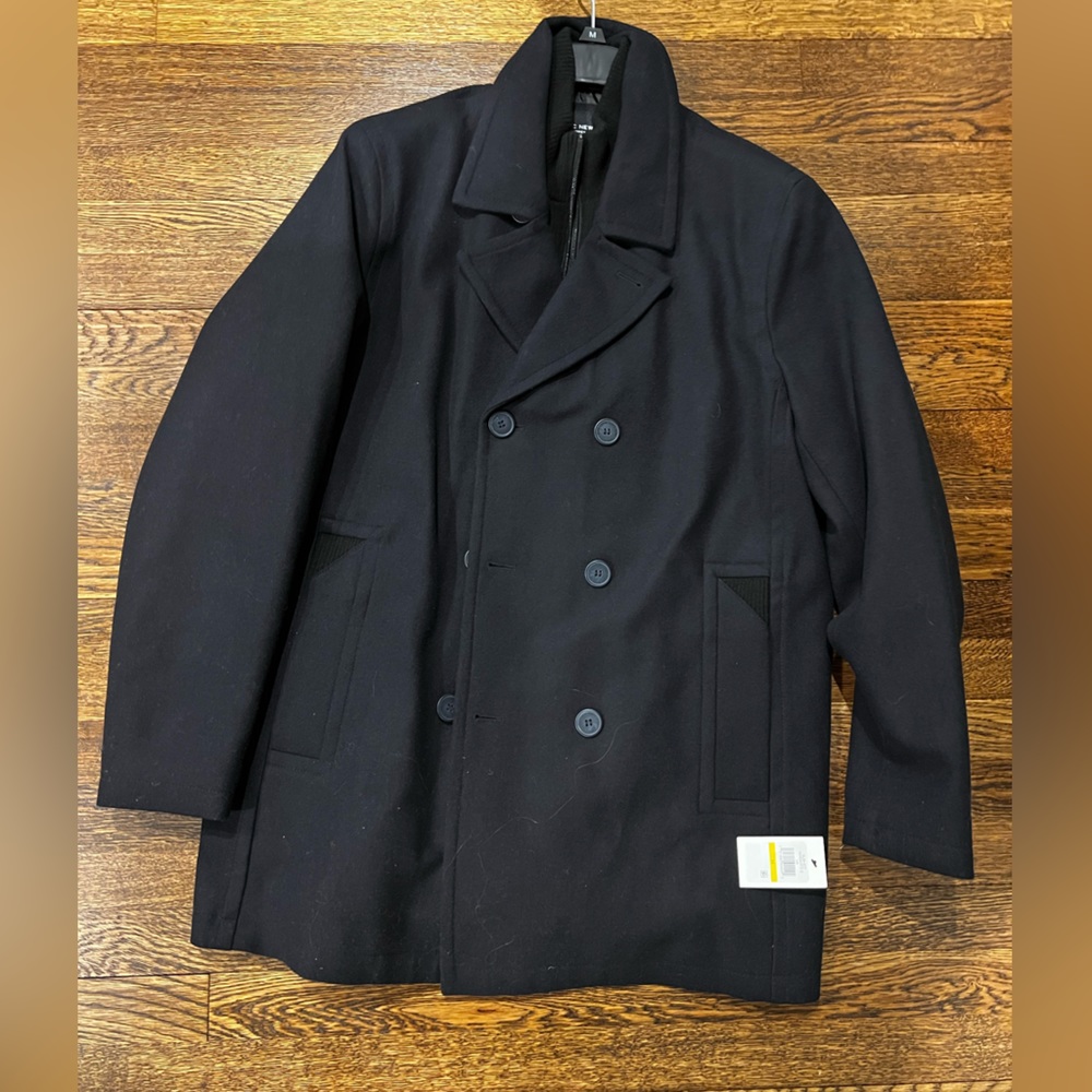 NWT Andrew Marc Burnett Wool Blend Peacoat